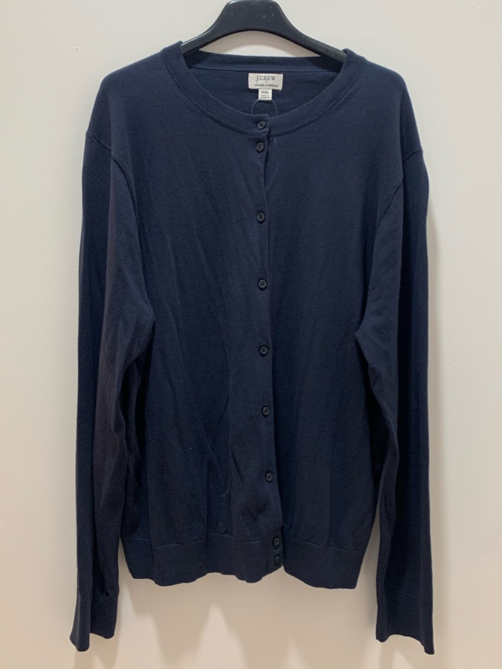 J. Crew Navy Crewneck Button-Front Cardigan